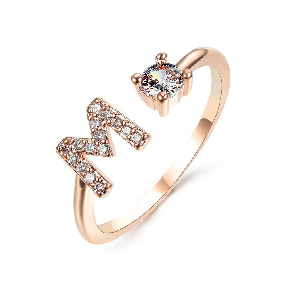 New Design Adjustable 26 Initial Letter Ring Fashion Jewelry For Women Simple Elegant Jewelry New Design Adjustable 26 Initial Letter Ring Fashion Jewelry For Women Simple Elegant Jewelry